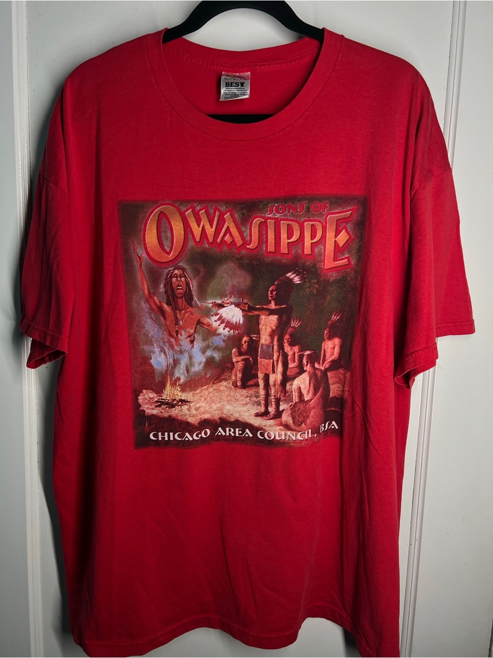 VTG 90s Fruit of the Loom Red Sons of Owasippe Graphic Tee